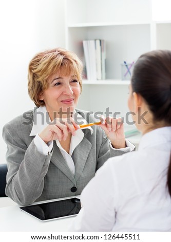Young woman having a job interview