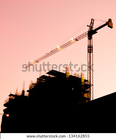 silhouette Industrial building construction crane
