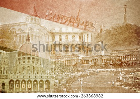montage photo of Budapest on vintage paper