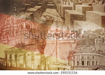 montage photo of Berlin on vintage paper