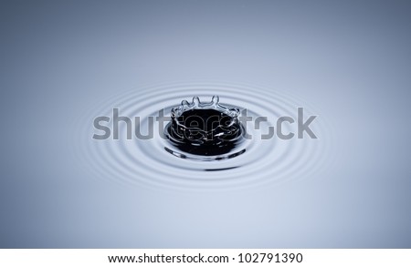 A small water drop fall on water surface and make a ripple.