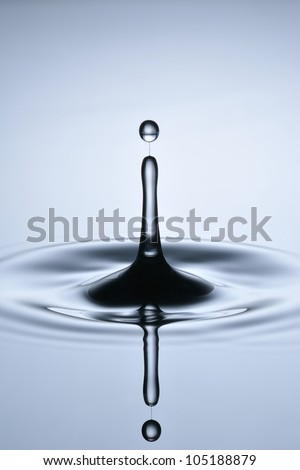 A small water drop fall on water surface and the splash jump to form a good clear, beautiful shape with a very thin \