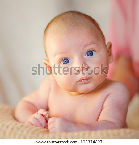  Baby Photo on Cute Newborn Baby Boy With Blue Eyes Stock Photo 105374627