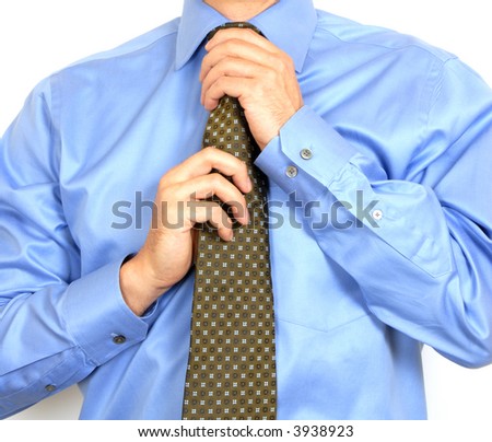 putting on tie