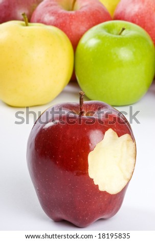 Red Delicious Apple with a Bite