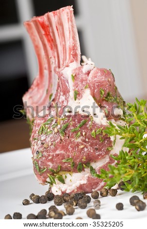 Rack of Raw Lamb with Thyme and Black Peppercorn