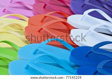 Colorful Flip Flops on the Deck