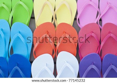 Colorful Flip Flops on the Deck