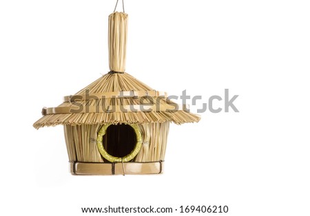 Bamboo Bird House Isolated on White