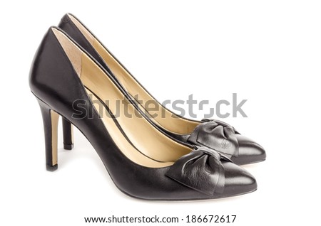 Black Leather High Heel Dress Shoes