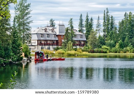 Boat station and house on the lake