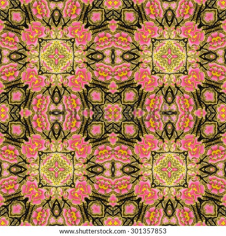 seamless abstract pink and gold flower background for use at graphic design