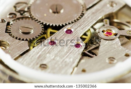 Hand watch mechanism macro image