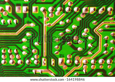 Backside of an old TV circuit board.Background image.