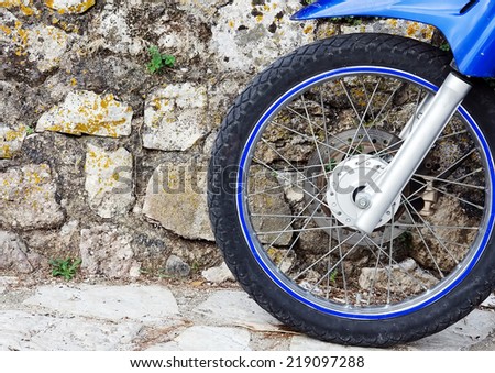 Motorbike front wheel.