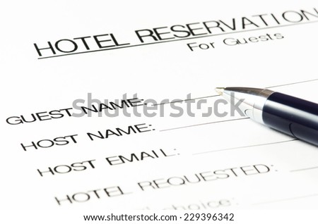 Hotel reservation form.(Blank ready to be filled).