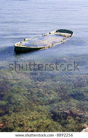 Boat sinking in the sea