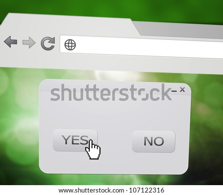 Yes Pop-up Window in Web Browser