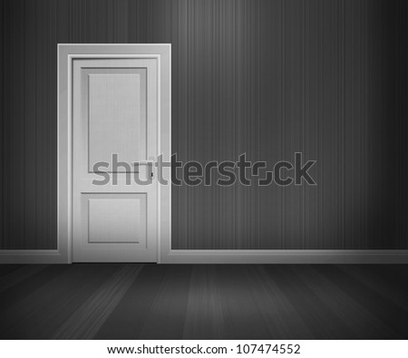 Door in Retro Room Black and White