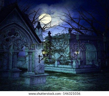 Scary Graveyard Backdrop