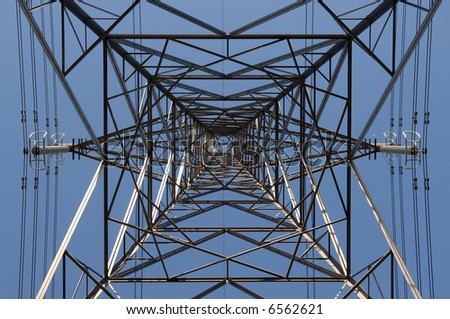 Electricity pylon viewed from underneath