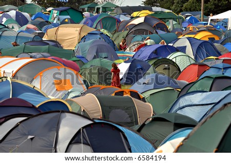 Tents on a music festival campsite