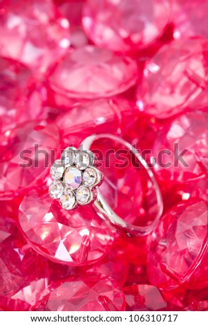 pink crystal diamond and ring