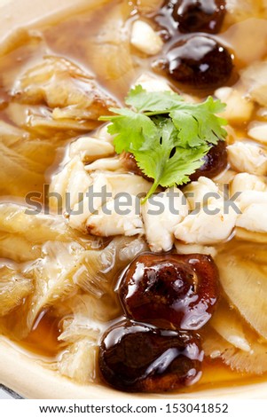 closeup of the shark fin soup, Chinese food