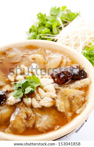 shark fin soup, Chinese food, white background