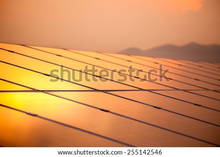 Solar Panel with Sun, reflection sun light