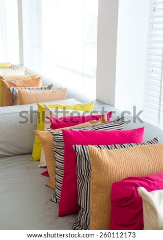 Decorative comfortable pillow natural Fabric, with multi-colored pillows
