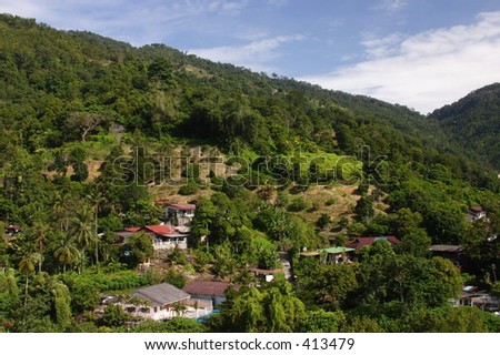 Farm houses on hill, Penang, Malaysia