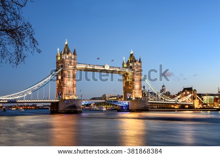 Tower bridge of London is the most famous landmark and tourist attraction.