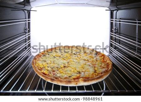 vegetarian pizza in the oven