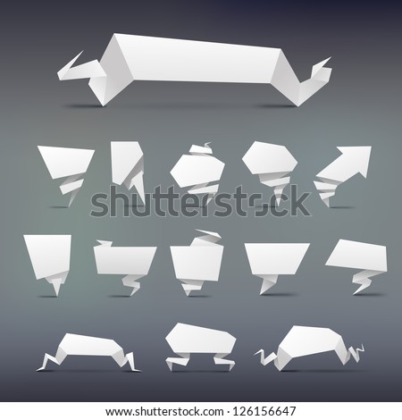 set of Abstract white origami banners design element set of Abstract white origami banners design element