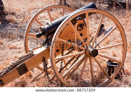 Revolutionary cannon sitting in the battlefield reenactment