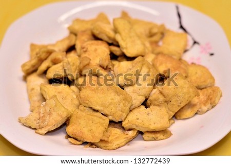 Salty fried tofu dish