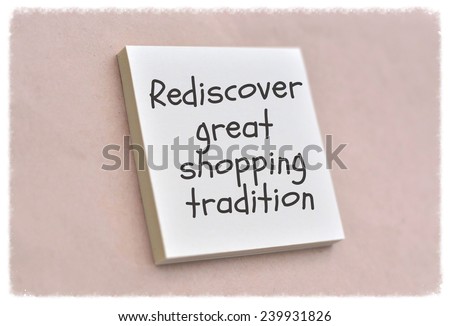 Text rediscover great shopping tradition on the short note texture background