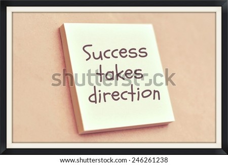Text success takes direction on the short note texture background