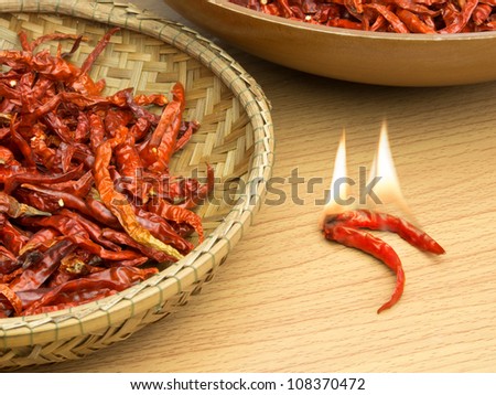 Thai Dried Hot chilli is extremely spicy that burns your tongue. Can be use as food ingredient and also can be used as herb to cure some illness.