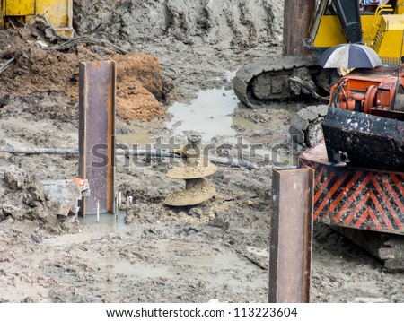 Rotary drill in construction site