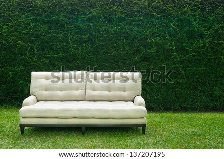 Fabric sofa in garden