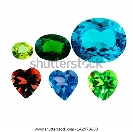 gem stones isolated on white background with clipping path