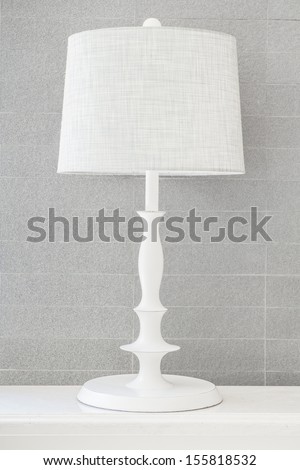 White Lamp On White Table With Gray Background