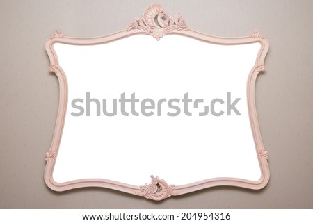 vintage mirror frame on the wall with empty white space