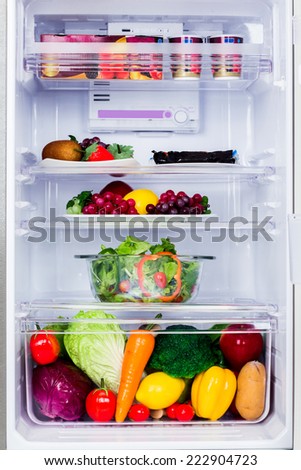 inside the healthy refrigerator with fruits and vegetable