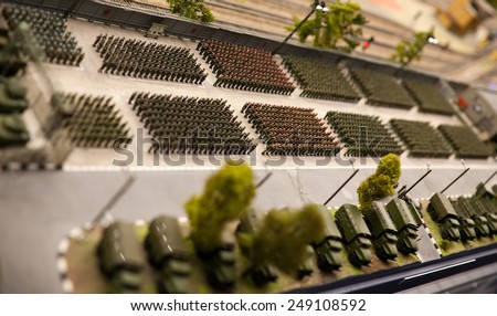military toy soldiers formation parade top view