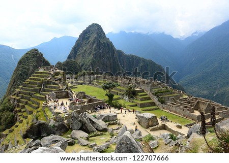 Inca city Machu Picchu in Peru. Ancient lost city in mountains.