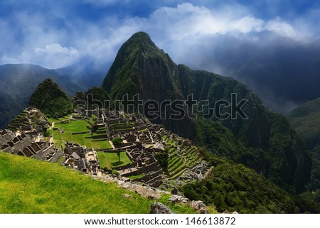Inca city Machu Picchu. Ancient lost city of incas.