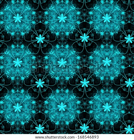 Beautiful turquoise floral pattern. Seamless bright background.